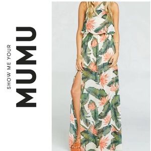 Show me your Mumu tropical print halter dress